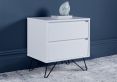 Sofia 2 Drawer Bedside White With Black Feet