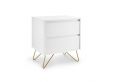 Sofia 2 Drawer Bedside White With Brass Steel Feet