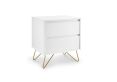 Sofia 2 Drawer Bedside White With Brass Steel Feet