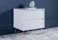 Sofia 2 Drawer White Bedside With Pink Copper Feet