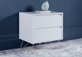 Sofia 2 Drawer Bedside White With Pink Copper Feet