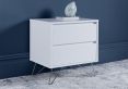 Sofia 2 Drawer Bedside White With Stainless Steel Feet