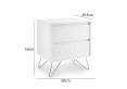 Sofia 2 Drawer Bedside White With Stainless Steel Feet