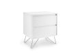 Sofia 2 Drawer Bedside White With Stainless Steel Feet