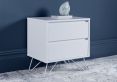 Sofia 2 Drawer Bedside White With White Feet