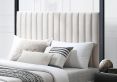 Tiffany Upholstered Natural Beige Double Bed With Metal Frame