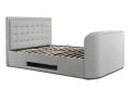 Carmel Ottoman Mid Grey Upholstered King Size TV Bed Frame