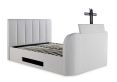 Copenhagen Upholstered Ottoman TV Bed Off White - King Size Bed Frame Only
