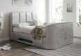 Copenhagen Upholstered Ottoman TV Bed Silver Crush - Double Bed Frame Only