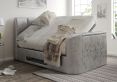 Copenhagen Upholstered Ottoman TV Bed Silver Crush - Double Bed Frame Only