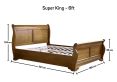 Toulon Wooden Sleigh Bed - Oak Finish - Super King Size Bed Frame Only