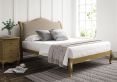 Lyon Trebla Stone Upholstered Oak Bed Frame - LFE - Double Bed Frame Only
