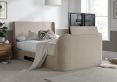 Vancouver Winged Upholstered Ottoman TV Bed Stone Velvet - King Size Bed Frame Only