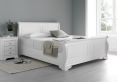 Toulon Wooden Sleigh Bed - White - King Size Bed Frame Only