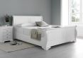 Toulon Wooden Sleigh Bed - White - Double Bed Frame Only
