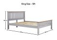 Wilmslow Light Grey Wooden King Size Bed Frame Only