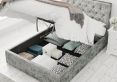 York Ottoman Distressed Velvet Platinum Single Bed Frame Only