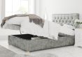 York Ottoman Distressed Velvet Platinum Single Bed Frame Only