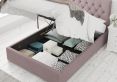 York Ottoman Plush Velvet Blush Compact Double Bed Frame Only