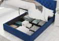 York Ottoman Plush Velvet Navy King Size Bed Frame Only