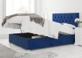 York Ottoman Plush Velvet Navy Compact Double Bed Frame Only