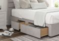 Zodiac Plush Silver Upholstered Double Headboard and Continental 2+2 Drawer Base