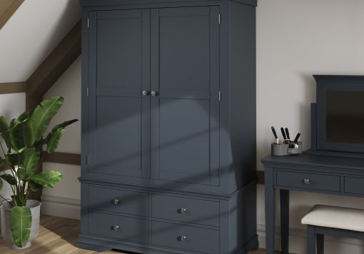 Harley Midnight Grey 2 Door 4 Drawer Wardrobe