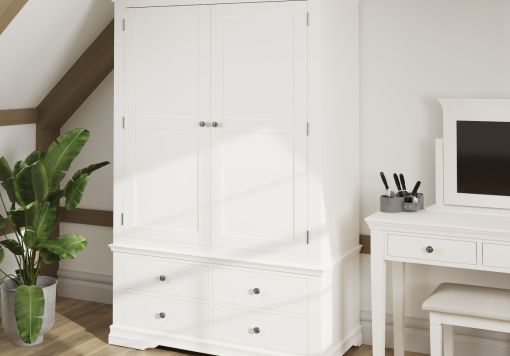 Anna White 2Drw Large Bedside Cabinet