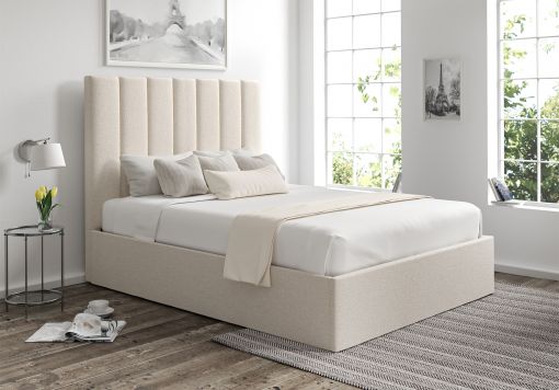 Amalfi Boucle Ivory Upholstered Ottoman Bed Frame Only