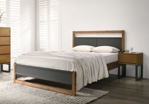 Harmony Amelia Charcoal Wooden King Size Bed Frame