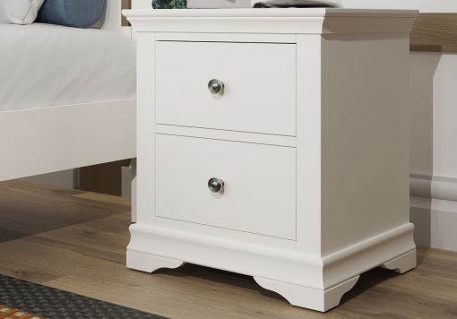 Anna White 2Drw Large Bedside Cabinet