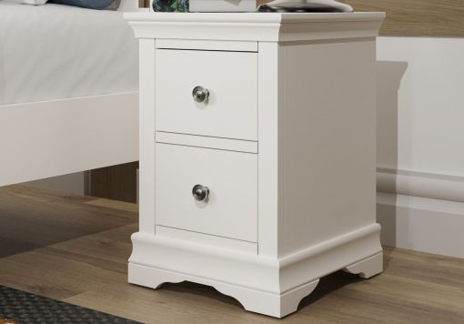 Anna White 2Drw Large Bedside Cabinet