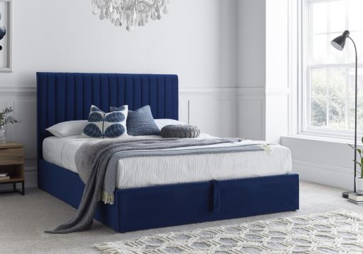 Annabel Ottoman Blue Velvet Upholstered Bed Frame