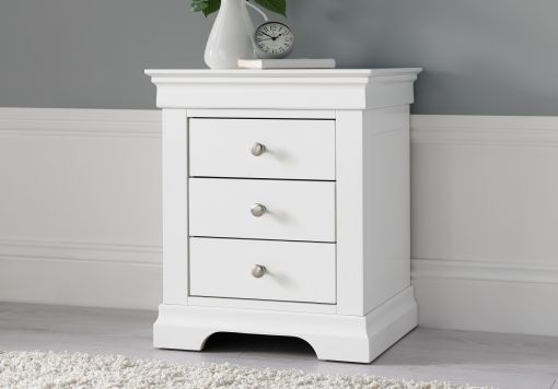Chateaux White 3 Drawer Bedside
