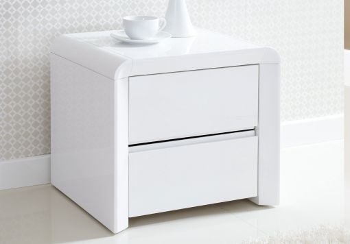 Ice High Gloss 2 Drawer Bedside - White