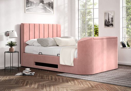 Berkley Upholstered Hugo Powder Ottoman TV Bed - Bed Frame Only