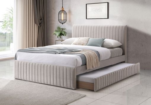 Bexley Natural Oat Upholstered Bed Frame Only