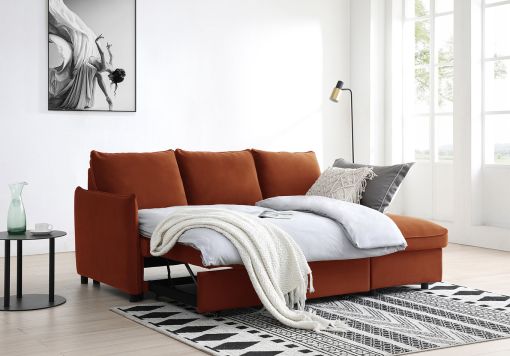 Coniston Burnt Orange Corner Sofa Bed