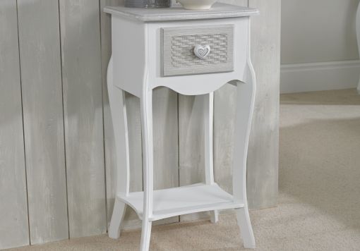 Brittany White/Grey 1 Drawer Bedside Cabinet