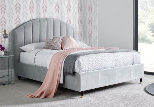 Cara Silver Grey Velvet Upholstered Bed Frame