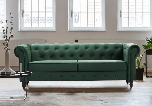 Chesterfield Green Velvet Sofa