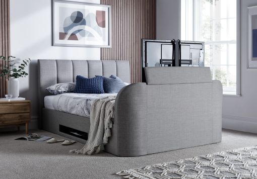 Grey double bed with tv hotsell