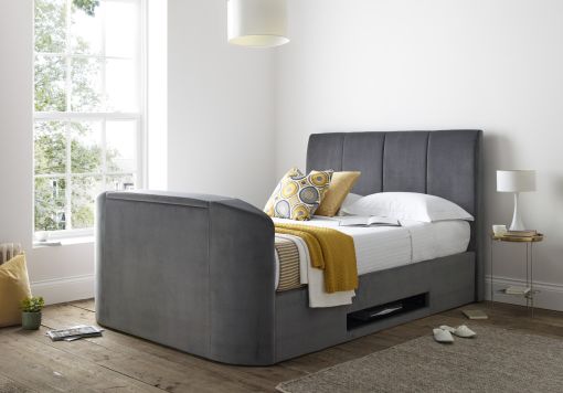 Copenhagen Upholstered Ottoman TV Bed Frame - Charcoal Velvet