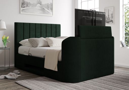 Berkley Upholstered Hugo Bottle Green Ottoman TV Bed - Bed Frame Only