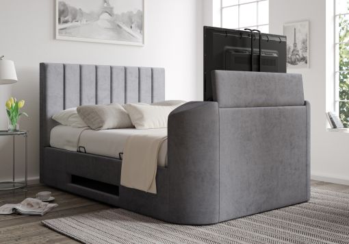 Berkley Upholstered Hugo Platinum Ottoman TV Bed - Bed Frame Only