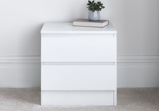 Emma 2 Drawer White Bedside