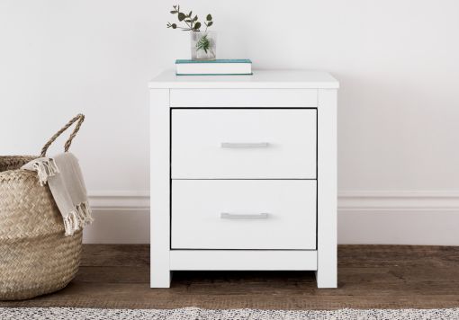 Essentials 2 Drawer White Bedside