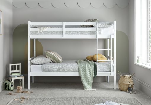 Essentials White Single Wooden Bunk Bed Frame