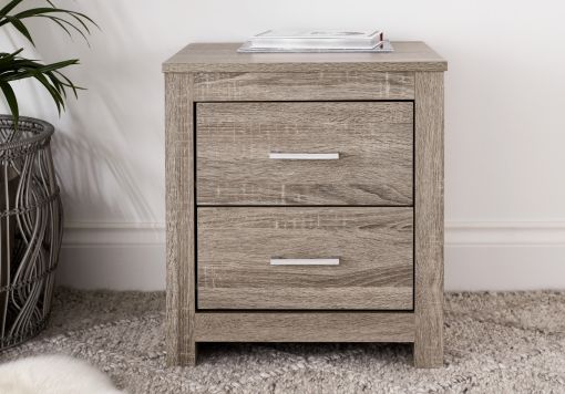 Essentials 2 Drawer Rustic Oak Bedside