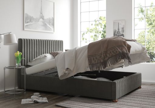 Naples Ottoman Granite Kimiyo Linen Bed Frame Only